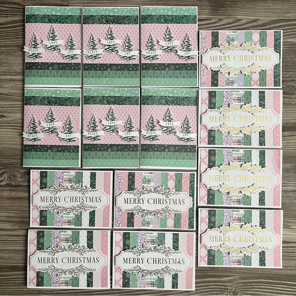 Handmade Christmas Holiday Greeting Cards Set of 14 5”x7” With Envelopes